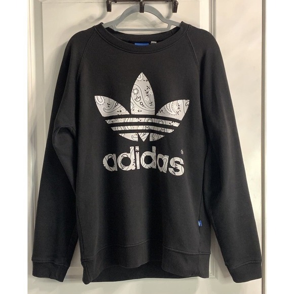 ADIDAS Mens M Jumper Cotton Blend Pullover Sweater Relaxed Fit Paisley - Picture 3 of 7